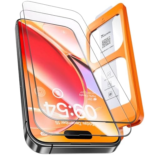 TOCOL 2 Pack pour iPhone 16 Protecteur d'écran [Installation instantanée] [Dépoussiérage automatique] [HD Clear], Incassable 9H + Dureté Incassable Trempé...