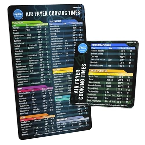 Air Fryer Magnetic Cheat Sheet Set - Air Fryer Accessories Cookbook - Easy to Use AirFryer Time Chart Set - Strong Magnet Quick Reference Cooking...
