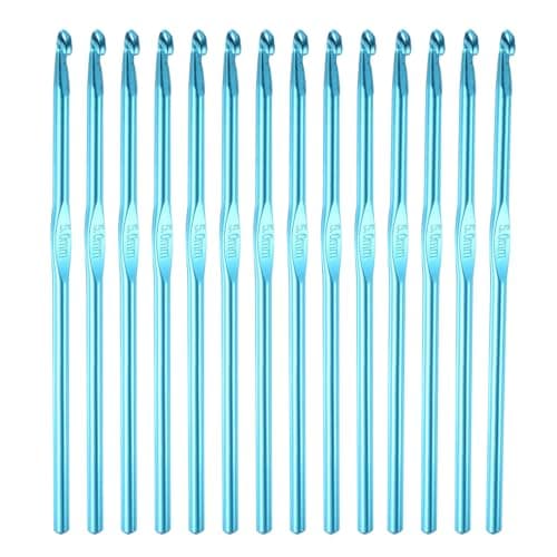 HEYLEAYAR Lot de 14 crochets en aluminium de 5 mm, aiguille à crochet taille américaine H (taille américaine 8), crochets en vrac pour fils artisanaux, contribuent aux débutants