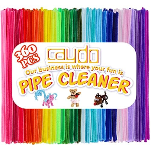 Caydo 360 pièces cure-pipes 40 tiges de chenille de couleurs assorties pour l'art et l'artisanat, fournitures d'artisanat pour enfants (6 mm x 12 pouces)
