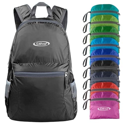 G4Free Sac à dos léger et pliable de 20 L, pliable, pour voyage, randonnée, pour homme et femme (noir)