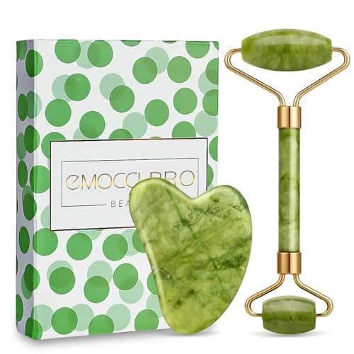 Jade Roller for Face 100% Natural Facial Stone Gua Sha Massager Tool Set for Neck Eye Treatment Anti-aging Skin Tightening Rejuvenate Remove...