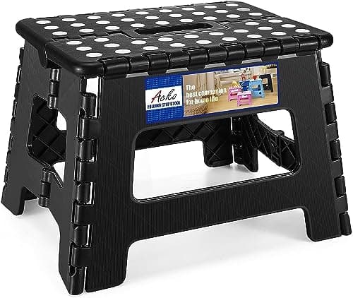 ACKO Folding Step Stool 9 Inch，Step Stool 300 lb Capacity Plastic Foldable Step Stools for Kids and Adults, Folding Stool for Kitchen, Stepping...