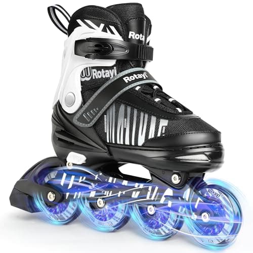 Rotayi Adjustable Inline Skates for Kids, Light Up Wheels Roller Skates Blades for Boys Girls Ages 5-8 8-12, Outdoor Beginner Blades for Youth...