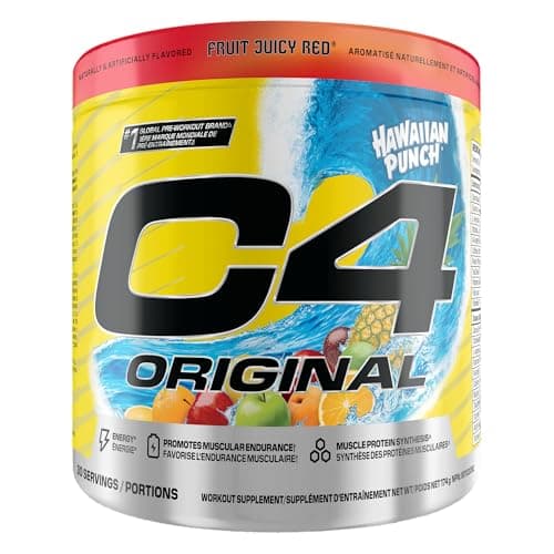 Poudre de pré-entraînement Cellucor C4 Original - Énergie de pré-entraînement sans sucre pour hommes et femmes - 150 mg de caféine, bêta-alanine, créatine - Punch hawaïen...