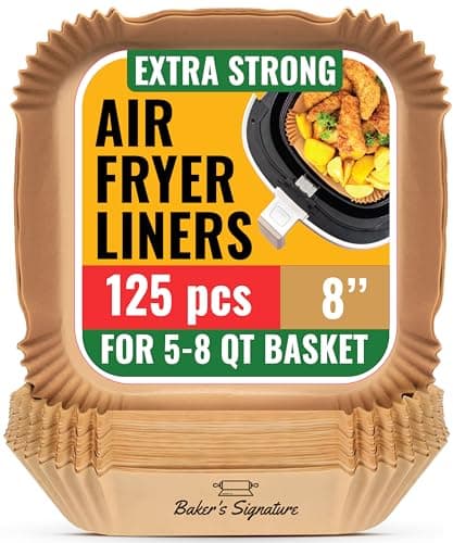 Air Fryer Liners, 125Pcs Disposable Parchment Paper Liners – Non-Stick and Oil Proof for Easy Cleanup – 8” Square for 5-8 qt Basket by Baker's...