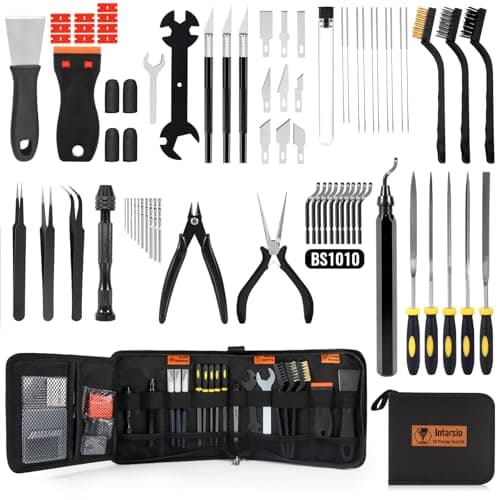 Kit d'outils d'imprimante 3D 68 pièces avec étui de rangement, accessoires d'imprimante 3D - outil d'ébavurage, grattoirs d'imprimante 3D, limes métalliques, brosses, main...