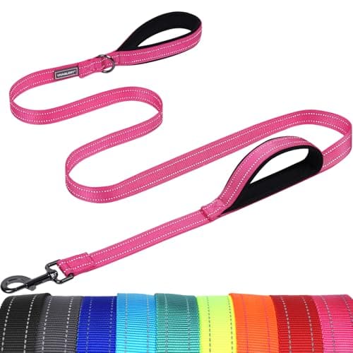 Laisse pour chien VIVAGLORY Twingrip Laisse pour chien à double poignée avec poignée de circulation et 2 boucles pour la marche et l'entraînement, contrôle de la circulation réfléchissant robuste pour...