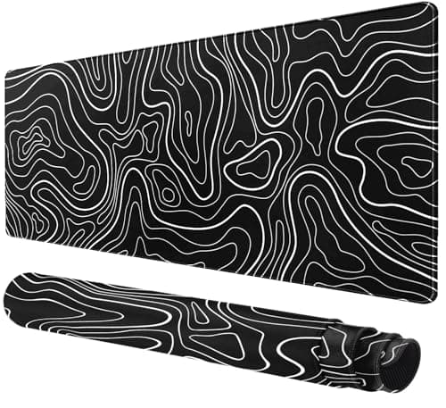 Large Mouse Pad for Desk - Gaming Mouse Pad with Non-Slip Base Stitched Edges, 60x30 cm, Mousepad for Keyboard and Mouse (Black Line,23.6x11.8 inch)