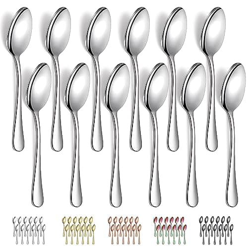 Evanda Dinner Spoons 12 Pieces 18.5cm, Stainless Steel Soup Spoons, Table Spoon, Sturdy and Durable for Home and Restauroom Daily Use, Easy to...