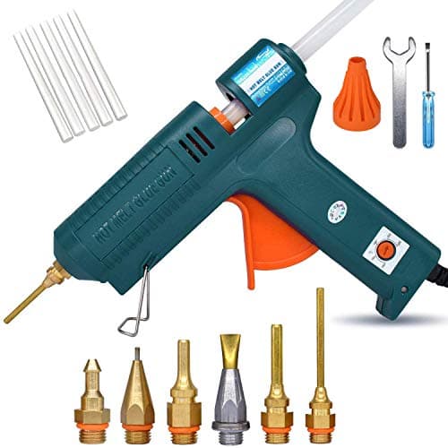 Full Size Hot Glue Gun, 150 Watts with 6 Copper Nozzles Temperature Adjustable Craft Repair Tool Professional Melting Glue Gun DIY Thermo Tool...
