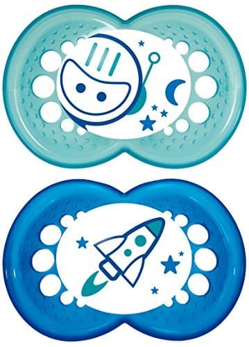 Sucettes MAM Night (paquet de 2, 1 étui de tétine stérilisante), tétines MAM 6+ mois, meilleure tétine pour bébés allaités, tétine qui brille dans le noir,...