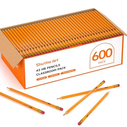 Shuttle Art Wood-Cased #2 HB Pencils, 600 Pack Sharpened Yellow Pencils with Erasers, Bulk Pack Graphite Pencils for School and Teacher Supplies,...