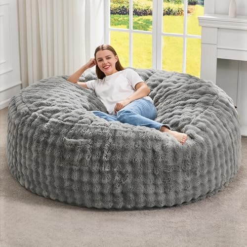 Hobestluk Bean Bag Chairs Adult Bean Bags Beanbag Chair with Filler, Giant Bean Bag Chairs for Aduts (Grey, 5FT)