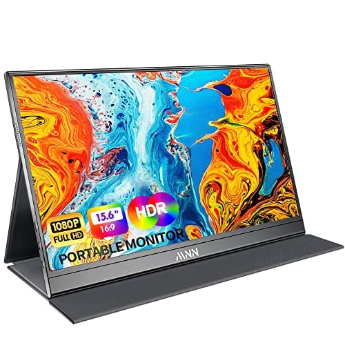 Moniteur portable MNN 15,6 pouces FHD 1080P USB C HDMI Écran IPS ultra-mince de jeu avec couverture intelligente et haut-parleurs, HDR Plug&Play, moniteur externe pour...