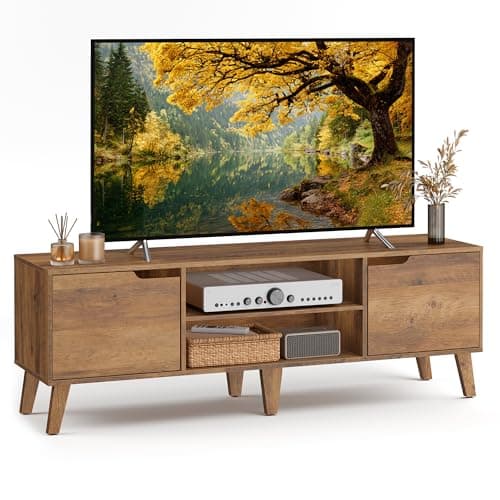 VASAGLE Meuble TV pour téléviseurs de 65 pouces, centre de divertissement avec étagère réglable, table console multimédia de 58 pouces de long, style transitionnel, pour le salon...