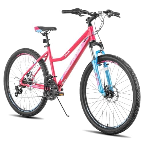 Hiland 26 Inch Womens Mountain Bike,with Step-Through Frame, 21 Speeds,Suspension Fork MTB, Bicycle for Women Lady Female, Pink