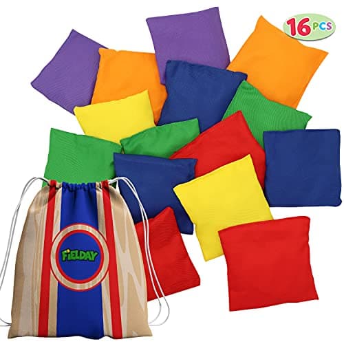 JOYIN 16 sacs de haricots Cornhole à lancer, sacs de haricots en nylon durable toutes saisons, comprend 15 sacs de haricots et un sac de transport