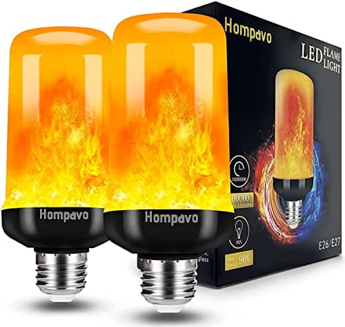 【Upgraded】 Hompavo LED Flame Light Bulb, 4 Modes Flickering Light Bulbs with Upside Down Effect, E26/E27 Base Flame Bulb for Halloween, Christmas,...