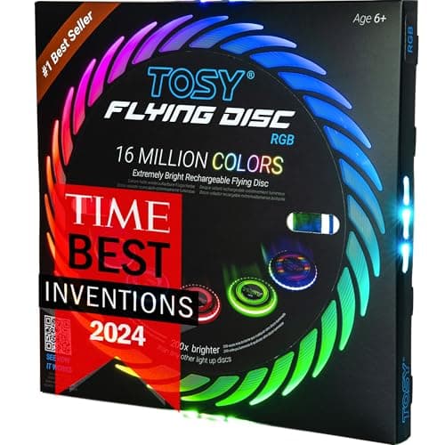 TOSY Flying Disc - 108 RGB Multicolor LEDs, Super Bright, Smart Modes, Easter Basket Stuffers Gift, Camping Toy for Kid/Teen/Adult, Auto Light Up,...