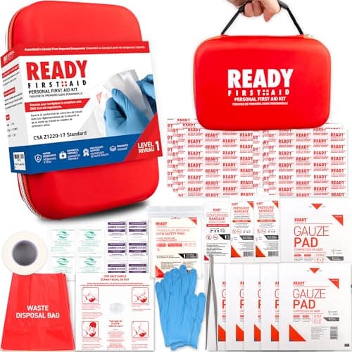 Trousse de premiers soins personnelle CSA de type 1 avec étui rigide étanche en EVA, polyvalente pour les urgences sur le lieu de travail, à la maison, au bureau, en voyage, en voiture, en camping,...