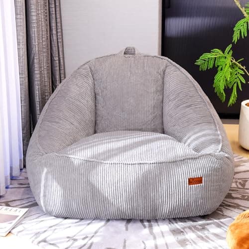 Fauteuil poire UODERS pour adultes et enfants, canapé pouf géant en velours côtelé avec rembourrage, chaises confortables avec poignée pour salon, chambre à coucher, lecture...