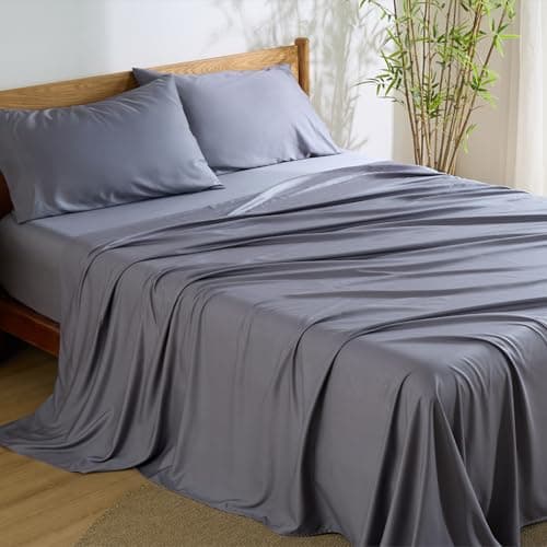 Bedsure King Size Bed Sheets- Cooling Sheets for Hot Sleepers, Rayon Derived from Bamboo, Breathable & Soft, Deep Pocket Up to 16 Inches, Hotel...