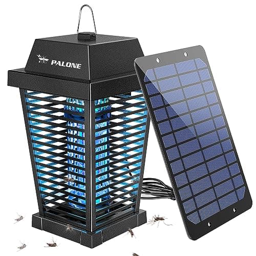 PALONE Solar Bug Zapper avec 4500 V, USB-C et panneau solaire double charge, étanche Bug Zapper avec panneau de charge solaire 7,5 W, adapté au camping...
