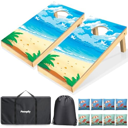 Pennpliy 2 ft x 1 ft Cornhole Board Set, Cornhole Sets with 8 Bean Bags for Corn Hole Game, 2 Cornhole Boards with Carrying Case for Lawn, Yard,...
