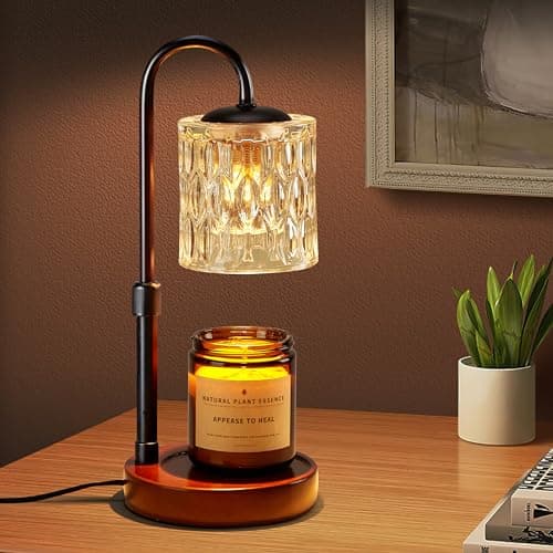 Briever Lampe chauffe-bougie à intensité variable avec minuterie, chauffe-cire électrique réglable en hauteur pour bougies en pot de toutes tailles, lumière descendante pour faire fondre la chaleur...