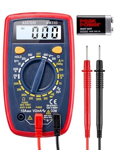 AstroAl Digital Multimeter 2000, Multimeter Tester with Volt Amp Ohm, Multi Meter Measures Voltage, Current, Resistance, Continuity and Diode,...