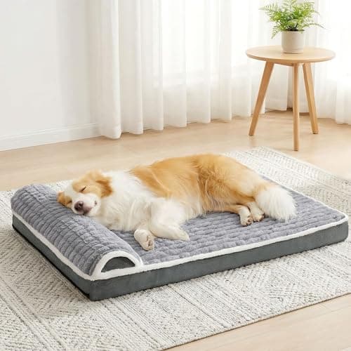 Jolifield Orthopedic Dog Bed Large Sized Dog with Pillow 91x61cm, Waterproof Soft Comfortable Egg Crate Foam Pet Crate Beds Mat with Removable...