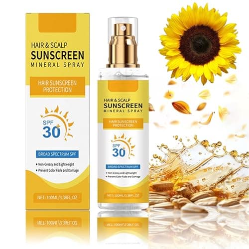 Spray solaire pour cheveux et cuir chevelu Spf 30 | Spray de protection solaire pour cheveux UV à large spectre | Formule légère non grasse | Empêche la décoloration et le cuir chevelu...