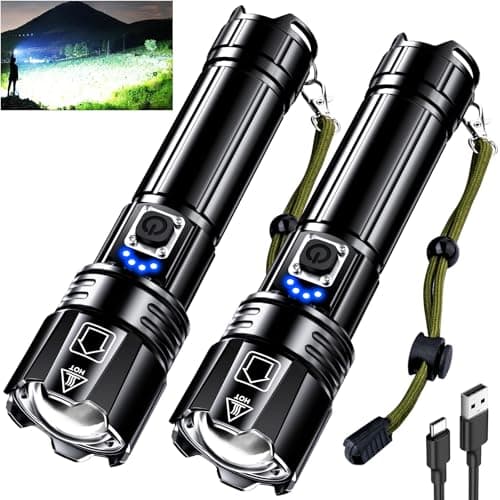 AKNEAR Rechargeable LED Flashlight High Lumens, Super Bright Flashlights with Zoomable & USB C Rechargeable & 5 Light Mode & IPX-7 Waterproof,...