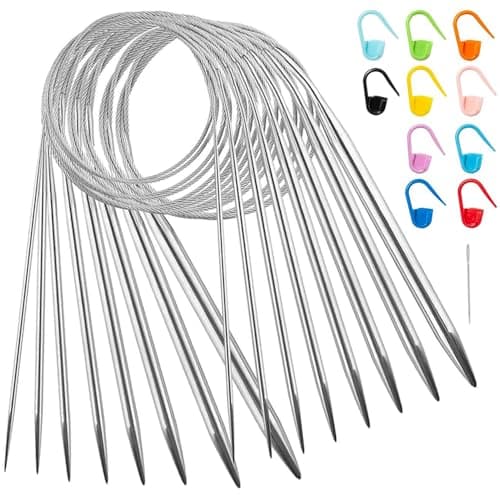 8pcs Circular Knitting Cable Needles 31.5Inch(80cm) Stainless Steel Premium Knitting Needle Kit In 8 Sizes Knitting Needles Set Circulaire Needles...