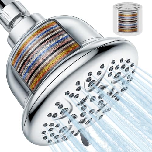 Pommeau de douche filtré PALAS, pomme de douche haute pression avec filtre à 22 étages pour eau dure, pomme de douche pluie 7 modes pour cheveux et peau, installation facile,...