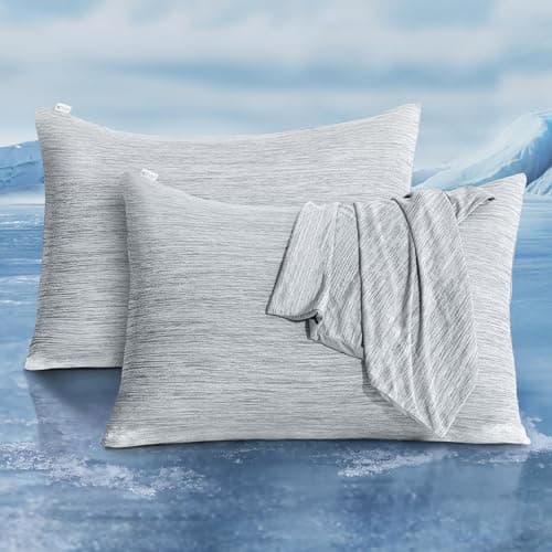 Taies d'oreiller rafraîchissantes Luxear, lot de 2 taies d'oreiller Arc-Chill Cool pour cheveux et peau, antistatiques, douces pour la peau, respirantes et lavables en machine Queen...