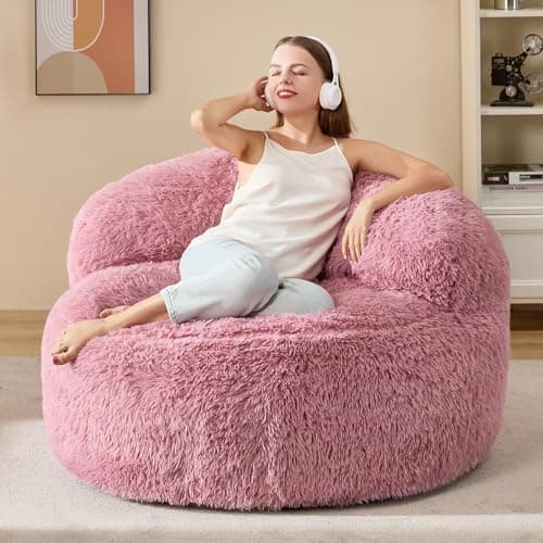 Hobestluk Fauteuil poire géant Fauteuils poire pour adultes Grand fauteuil poire avec grands poufs remplis de mousse à mémoire de forme pour salon, chambre à coucher (rose,...