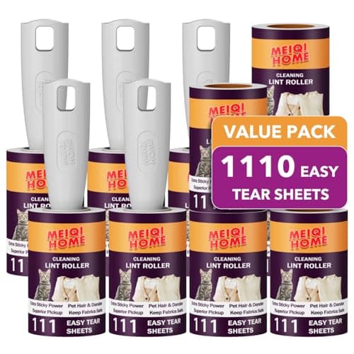 Lint Rollers for Pet Hair Extra Sticky, 1110 Sheets Mega Value Set Lint Roller with 5 Upgraded Handles, 10 Rollers Portable Pet Lint Remover for...
