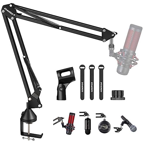 Microphone Arm,Aokeo AK-35 Desk Stand-Microphone Suspension Boom Scissor Arm Stand For Blue Yeti,Blue Snowball iCE,QuadCast,Elgato