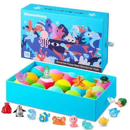 Sea Surprise Bath Bombs for Kids, 15 Pack Organic Fizzy Bath Bombs Gift Set with Hidden Ocean Toys, Gentle & Scented, Kid-Safe & Fun Bath Time,...