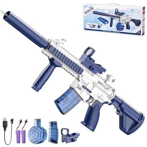 Pistolet à eau électrique, jouet pistolet à eau, pistolet à eau automatique jusqu'à 32 pieds de longue portée, jouet de jeu de tir de fête en piscine en plein air avec 2 piles et 2...