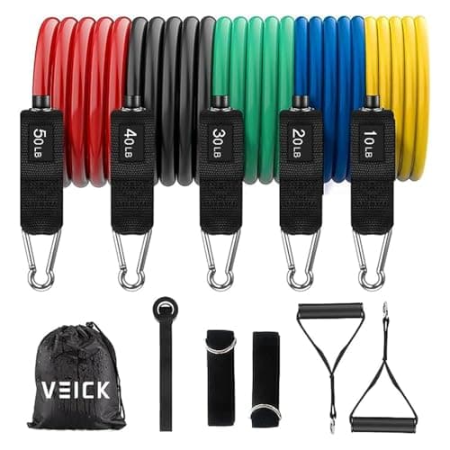 VEICK Resistance Bands, Exercise Workout Bands Set for Working Out with Handles for Men Women, Elastic Exercising Bands for Fitness Weights Work...