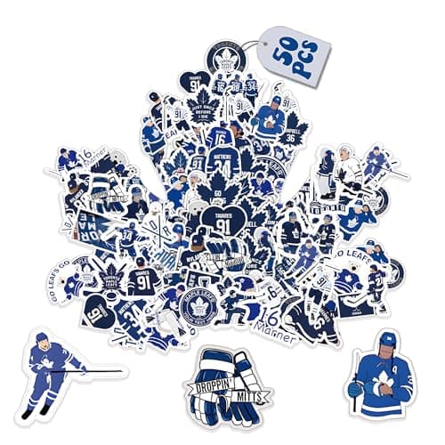 50 autocollants de hockey PCS Maple Leafs de Toronto, autocollants de casque de hockey, autocollants de casque de hockey, cadeaux d'autocollants, pack d'autocollants en vinyle imperméable pour...