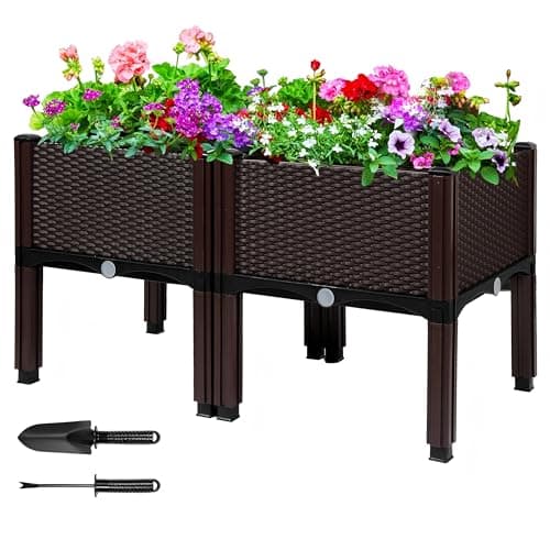 Raised Garden Bed with Legs 16.5" H Elevated Planter Box, Plastic Raised Beds for Gardening Vegetables Herb Flower Plants, Perfect for Indoor...