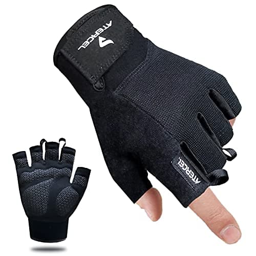 ATERCEL Gants d'entraînement pour hommes et femmes, gants d'exercice pour l'haltérophilie, le cyclisme, la salle de sport, l'entraînement, respirants et ajustés (noir, S)