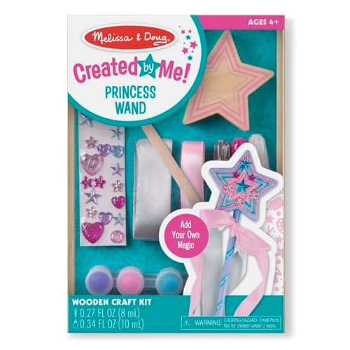 Melissa & Doug Created By Me! Paint & Decorate Your Own Wooden Princess Wand Craft Kit, PinkPrincess Crafts Great for Rainy Days, Toys for Kids...