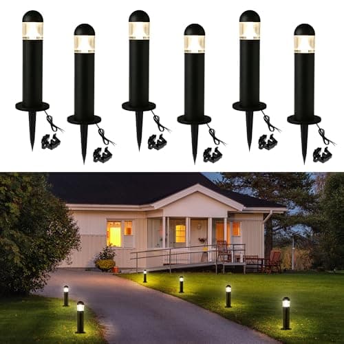 MOON-DE-AGE Éclairage d'allée paysagère basse tension, borne lumineuse LED 12 V IP67 étanche, lumières filaires pour allée extérieure (connecteur inclus)...