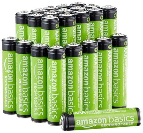 Amazon Basics Lot de 24 piles rechargeables AAA NiMH Performance, 800 mAh, recharge jusqu'à 1 000 fois, préchargées