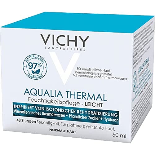 Vichy Crème Hydratante Légère Visage Hydratante, Aqualia Thermal Crème Légère Visage à l'Acide Hyaluronique d'Origine Naturelle pour Peaux Sèches et Extra-Sèches,...